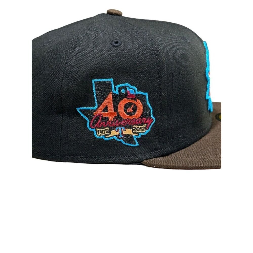 New Era Texas Rangers 59FIFTY Fitted Hat 1972-2012 40th Anniversary Patch 7 3/8 - Picture 6 of 10